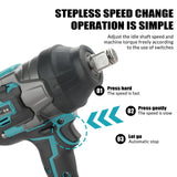 Makita Style 18V Brushless Impact Wrench 1300N.m Torque Stepless Speed Control Electric Wrench for Heavy Duty Maintenance
