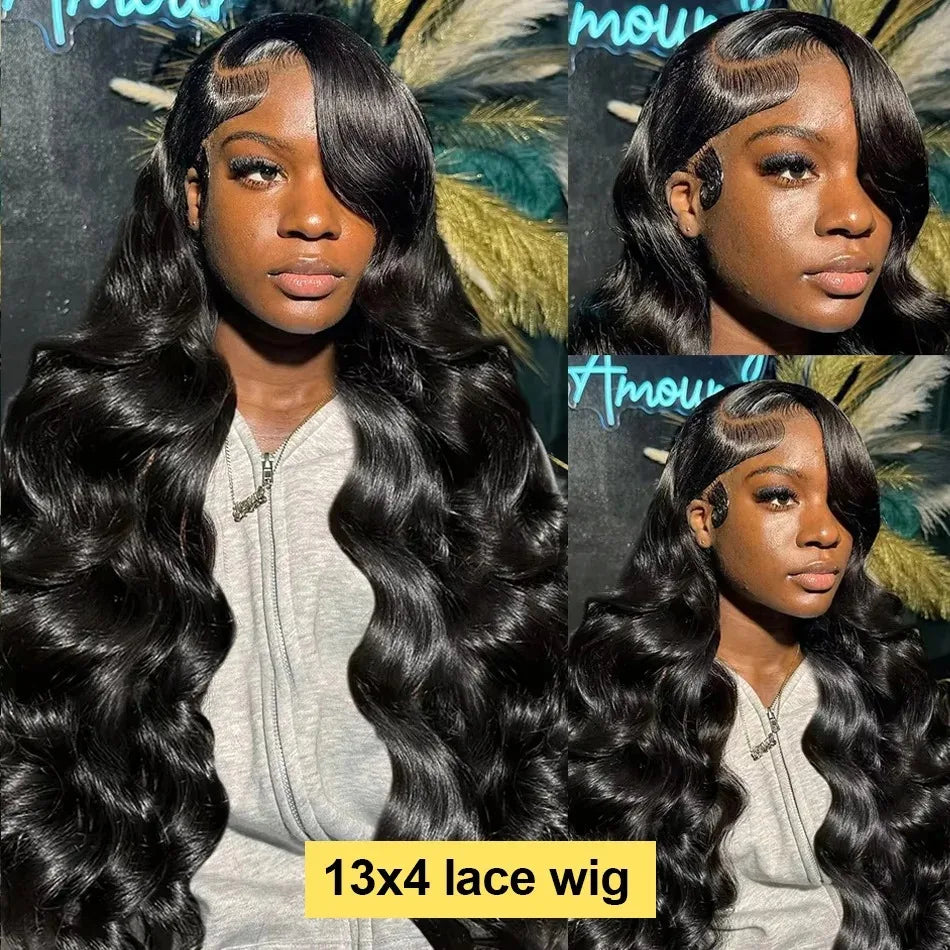 250 Density 40 42 Inch Body Wave Human Hair 13x4 HD Transparent Lace