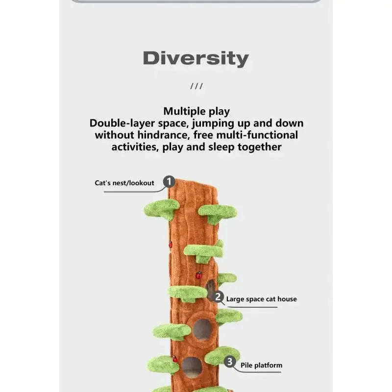 Large Cat Climbing Frame & Towering Tree/large Tree Jumping Platform/solid Wood Villa Tree Hole