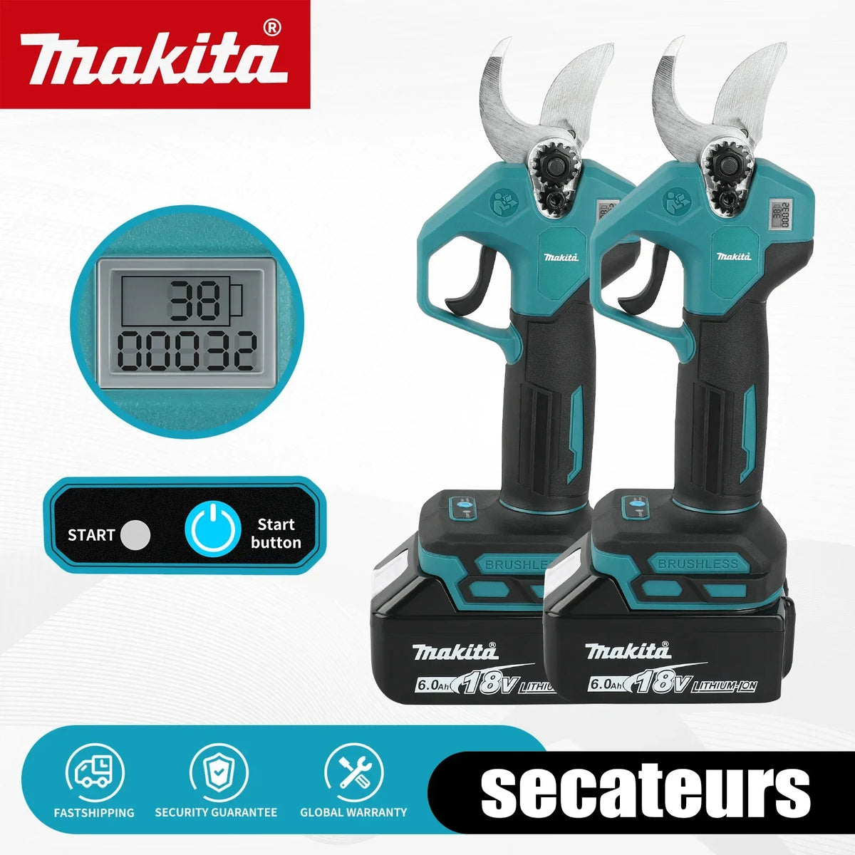 Makita 18V Brushless Cordless Pruning Shears:Perfect Tool for Easy and Accurate Fruit Tree&Branch Trimming in Gardens