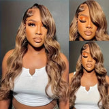 Body Wave Human Hair Wigs Highlight 4/27 HD Transparent Lace Frontal Wig 13x6 13x4 Human Hair For Women Preplucked Brazilian Wig