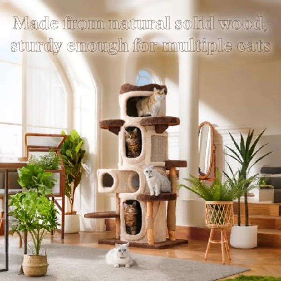 70 Heavy Duty Cat Tree for Large Cats with Toys All-in-One Cat Tower Featuring Multiple Cat Perches Tall Scratching Post Durabl