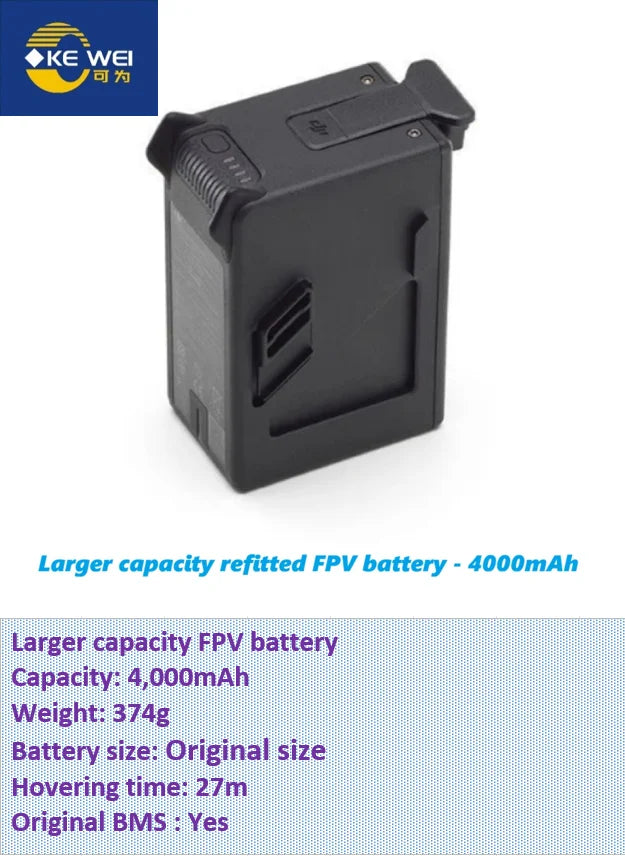 4000mAh Refitted Higher Capacity Battery Compatible with DJI FPV Drone