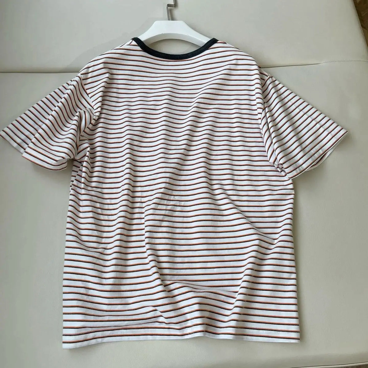 Women's High Quality Classic Retro Striped T-shirt Fashion Original Letters Embroidery Design Short Sleeve Tees