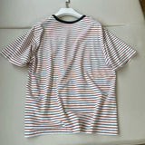 Women's High Quality Classic Retro Striped T-shirt Fashion Original Letters Embroidery Design Short Sleeve Tees