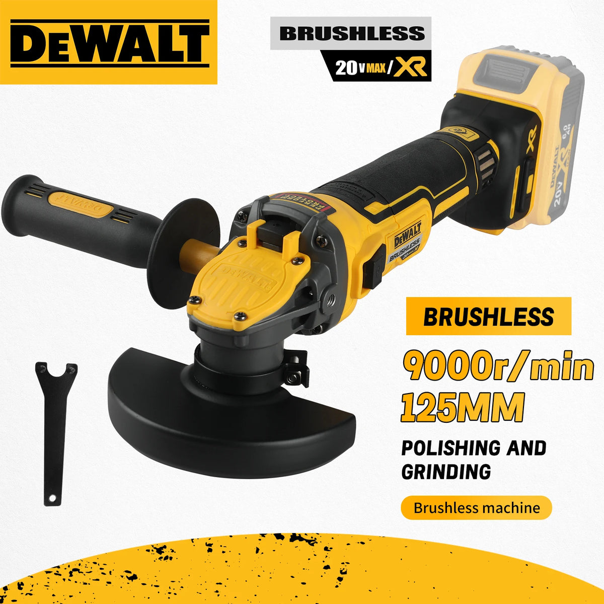 DEWALT DCG409 20V Max XR Brushless Angle Grinder Cordless Power Tool 125mm Cutting Machine Portable Rechargeable Polisher