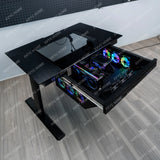 AA Computer integrated table solid aluminum alloy surface transparent drawer large chassis electric lifting e-sports table