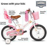 JOYSTAR Little Daisy Kids Bike for Girls Ages 2-7 Years, Bikes with Doll Bike Seat & Streamers,Bikes with Flag & Number Plate