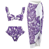 New three piece swimsuit swimsuit lace up beach skirt bikini