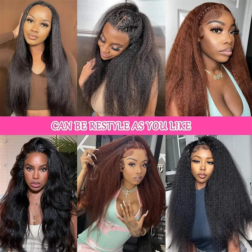 Kinky Straight Human Hair Wigs 13x4 5x5 HD Lace Front Human Hair Wigs