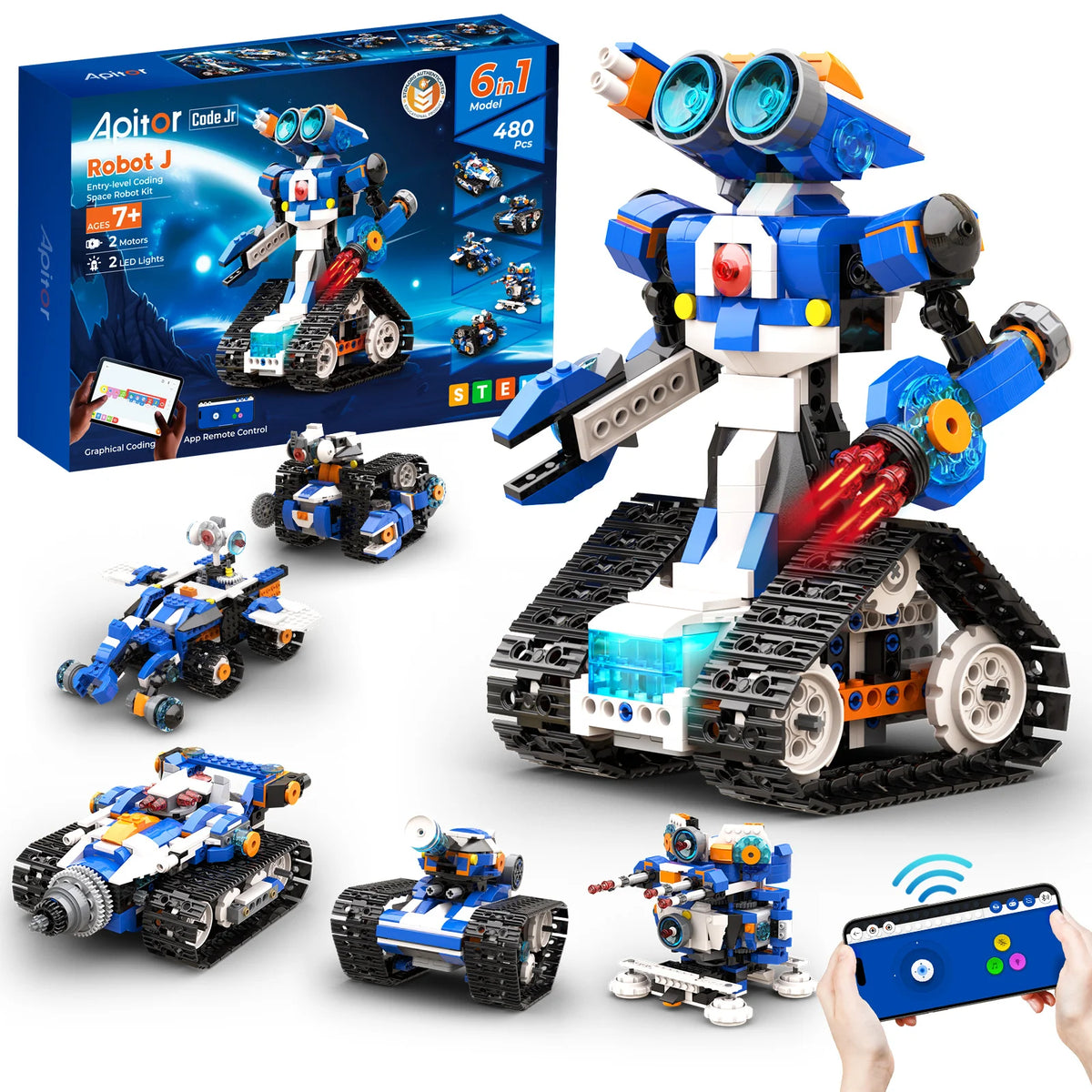 APITOR Building Blocks MIT APP Control Scratch Programmable Monster Robot Car Building Blocks STEM Electric DIY Coding Toy Birthday Gift For Children