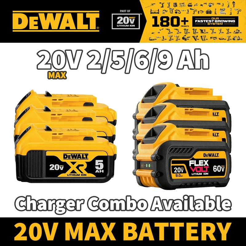 DEWALT 100% Original 20V 5AH Power Tool Battery 60V 9AH Flexvolt Battery Charger Combo DCB206 DCB205 DCB202 DCB609 DCB200 DCB184
