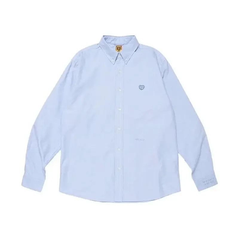 Humanmade Oxford Long Sleeve Shirt Autumn City Boy Casual Embroidered Unisex Top