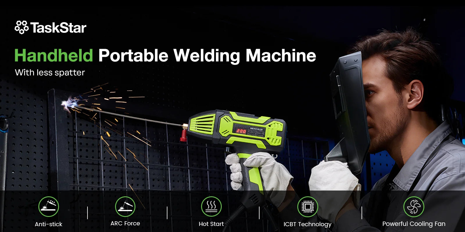 Portable Welding Machine Handheld Electric Welder Kit 110V IGBT Inverter Digital display 6 Variable Current Adjustment Handheld ARC Welder Gun