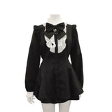 Japanese Style Gothic Y2k Lolita Plaid Rhinestone Bow Dress Shorts Set Sweet Women Puff Short Sleeve Button Shirt Party Dresses