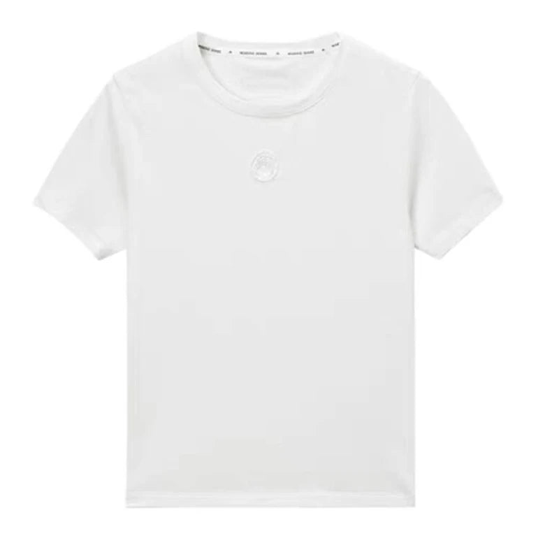 Slim Fit New Women's Moon Embroidered Short Sleeve T Shirt Summer Fashion High Street Casual Basic Round Neck Versatile Top