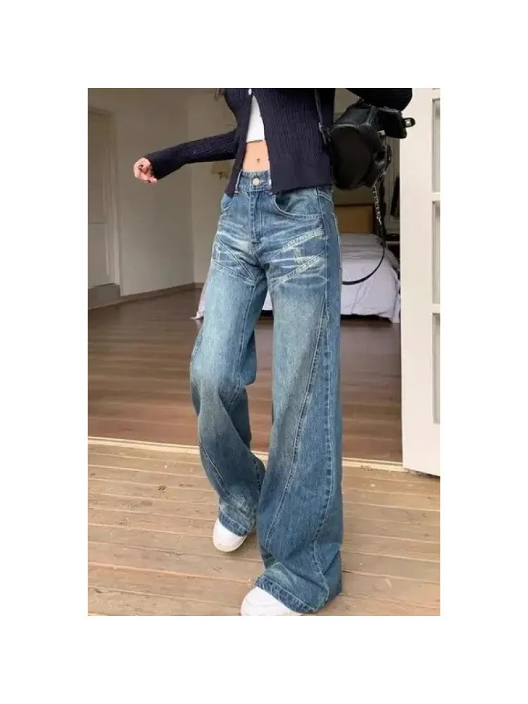 Ins Trendy Korean Style Women Floral Print Wide Leg Pants, Spring Autumn New Breathable All-Match Student Vacation Trousers