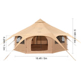 SucceBuy Canvas Bell Tent 4 Seasons 5m Yurt Tent Canvas Tent for Camping with Stove Breathable Tent Holds up to 8 People