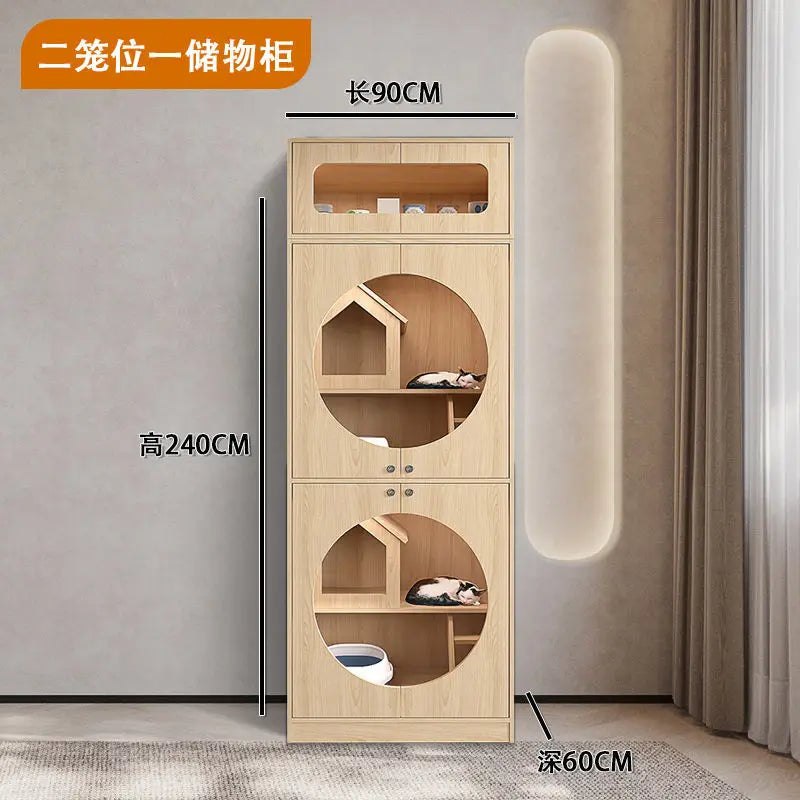 Cat villa cat house household solid wood interior cabinet house free space cat climbing frame integrated cage