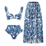 New three piece swimsuit swimsuit lace up beach skirt bikini