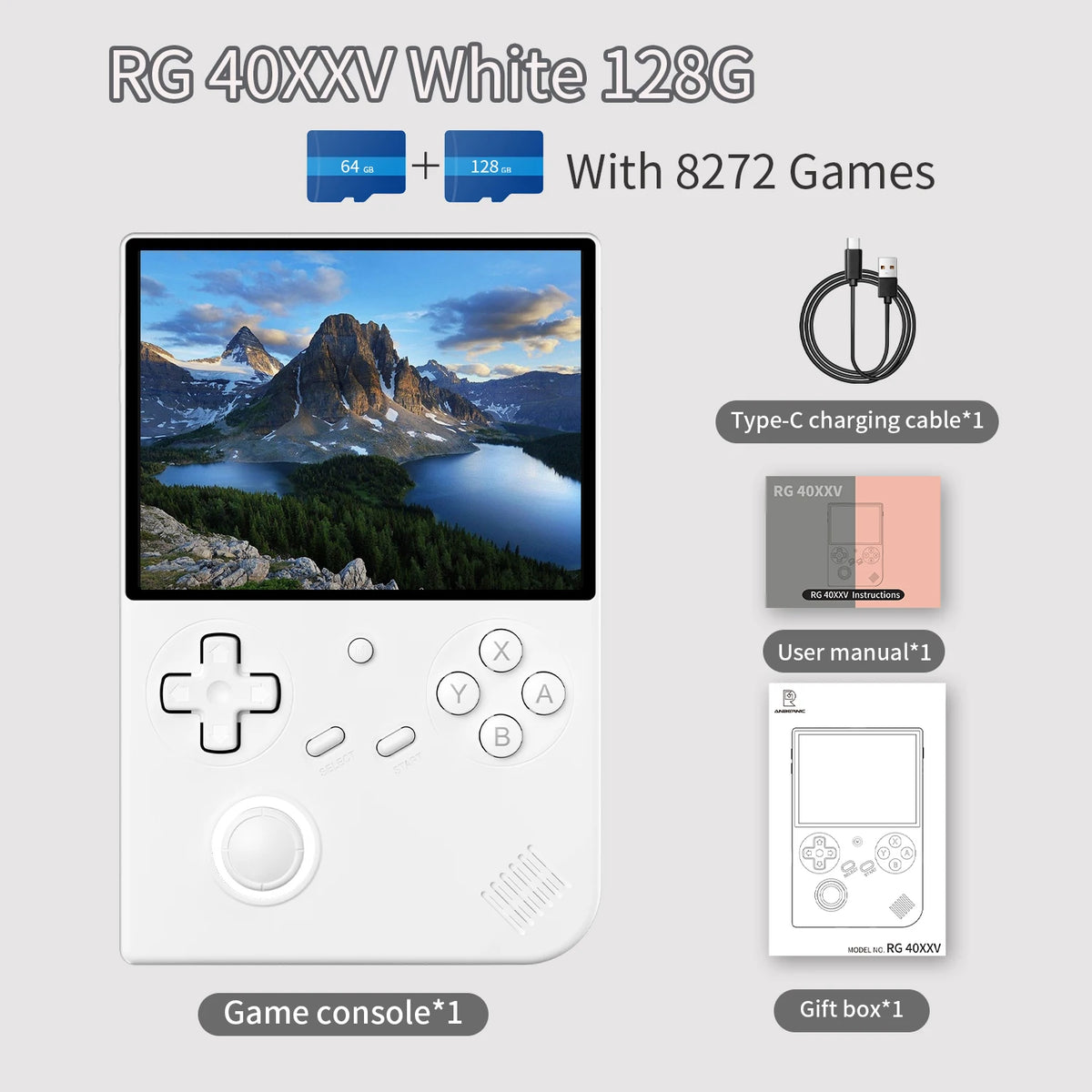 ANBERNIC RG 40XXV Retro Handheld Game Console 4.0 inch IPS Screen Linux 64bit System With RGB Light 64G Card 5000+ Games RG40XXV