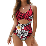 Polynesian Lady'S Must-Have Item At The Beach - Women'S Bikini With Customizable Printed Plunging One-Piece Swimsuit