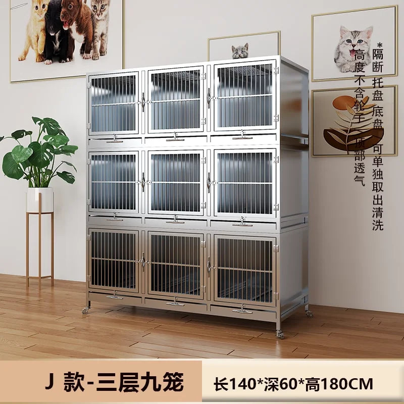 Stainless steel dog cage bold multi-layer pet display cage small dog outdoor display cabinet pet store foster cage