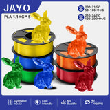 JAYO 3D Printer Filament  PETG PLA HSMPETG PLA PLUS 1.75mm 5Rolls 3D Printing Materials for 100% No Bubble &FDM 3D Pen DIY Gift