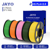 JAYO 3D PETG/PLA/PLA PLUS Filament 1.75mm PLA Filament 5 Rolls For Bambu FDM 3D Printer Neatly Wound 3D Printing Material for 3d