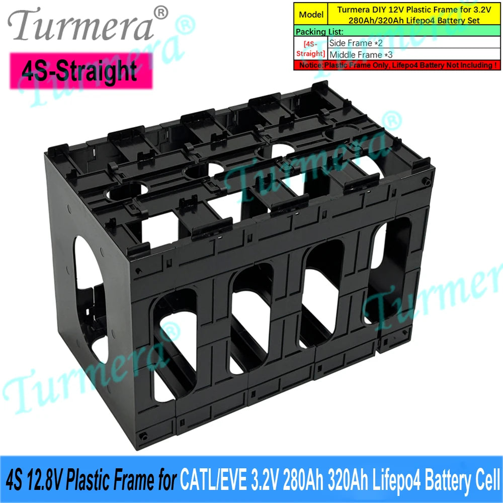 Turmera 12V 24V Battery Frame Flame-Retardant ABS PC Plastic Holder with Latches for CATL EVE 280Ah 320Ah 105Ah Lifepo4 Cell Use