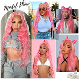 30 Inch Body Wave Pink 13x6 Hd Lace Frontal Human Hair Wig Light Pink
