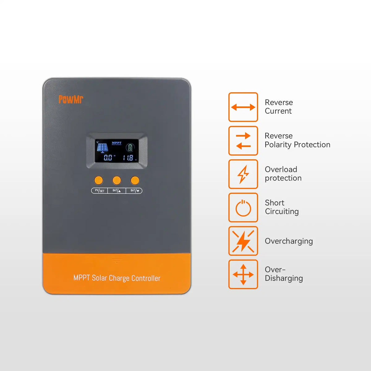 PowMr 80A 100A MPPT Solar Charge Controller 12V/24V/36V/48V Auto Max Solar PV 160V Regulator Supports Up to 12 Units in Parallel