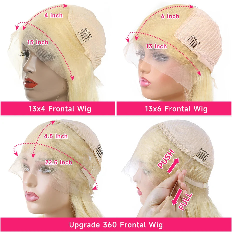 360 Invisible Drawstring 613 Blonde 13x4 13x6 Body Wave Lace Front Wig Preplucked Brazilian Lace Front Human Hair Wig 30 40 Inch