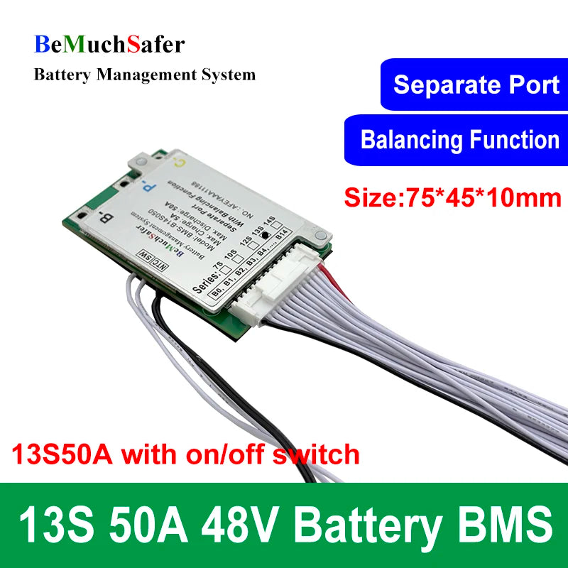 BeMuchSafer 7S 10S 12S 13S 14S 50A Battery BMS 24V 36V 43V 48V 52V BMS 7S50A 10S50A 12S50A 13S50A 14S50A for DIY EBike Battery