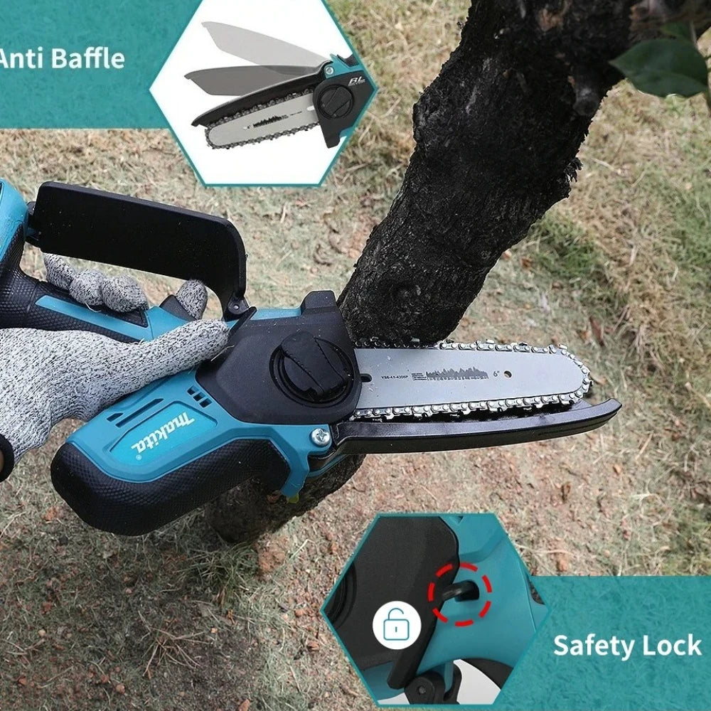 Makita 6 inch Small Handheld Saw Electric Mini Cordless Chainsaw Portable Logging Sawzall Power Tool For Garden Wood Cutting