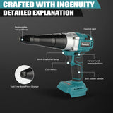 Makita 18V Electric Rivet Gun 3.2-4.8mm Tool Free Nozzle Replacement Low Vibration Heavy Duty Industrial Riveting tools