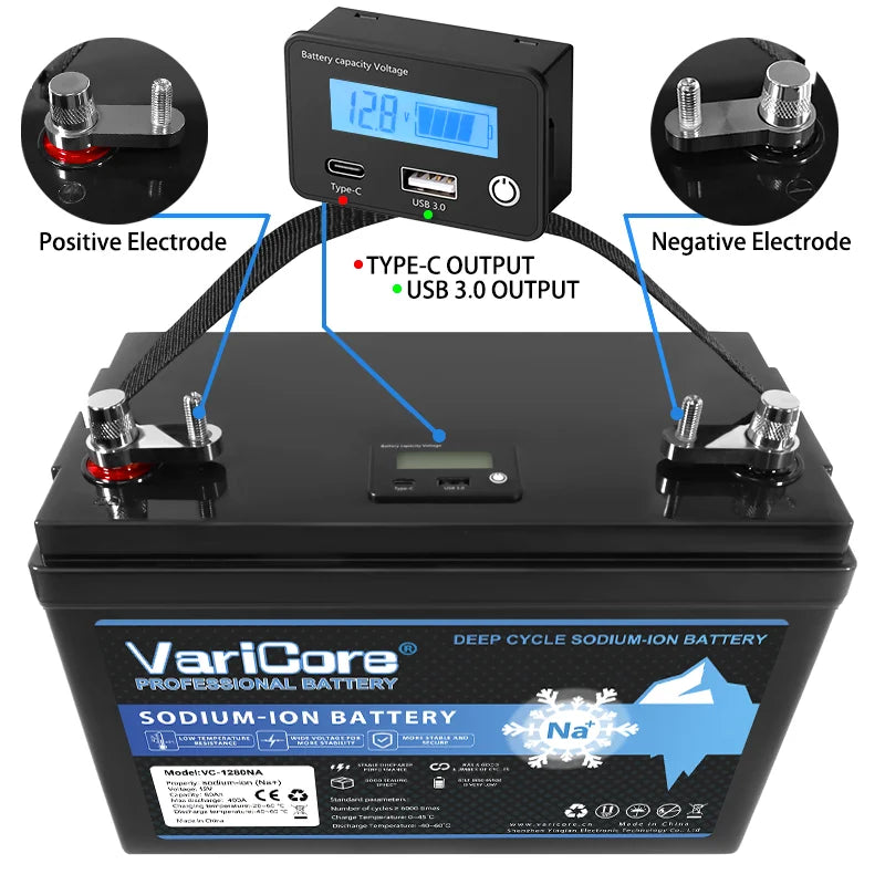 Sodium Ion Rechargeable Battery 12V/15.6V 75Ah 80Ah 230Ah Low Temperature Resistant for Electric Car Golf Cart Off Grid Solar