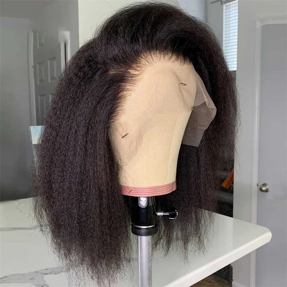 Kinky Straight 250% Density 13x4 HD Full Lace Front Human Hair Wigs Brazilian Glueless Lace Frontal Wigs Pre Plucked Women Yaki
