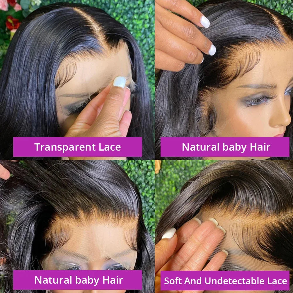 40 46 Inch Bone Straight Lace Frontal Wig 13x4hd Human Hair Wigs 13x6 Hd 200% Density Long Straight Transparent Lace Frontal Wig