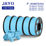 JAYO PLA Classic 3D Filament 1.75mm High Speed Matte PLA 3D Printer Filament Neatly Wound 3D Printing Materials 5Rolls/set