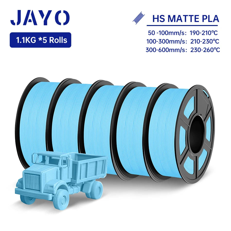 JAYO PLA Classic 3D Filament 1.75mm High Speed Matte PLA 3D Printer Filament Neatly Wound 3D Printing Materials 5Rolls/set