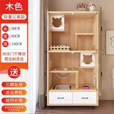Cat Villa Solid Wood Panoramic Cat Cage Large Free Space  House Home Indoor Luxury