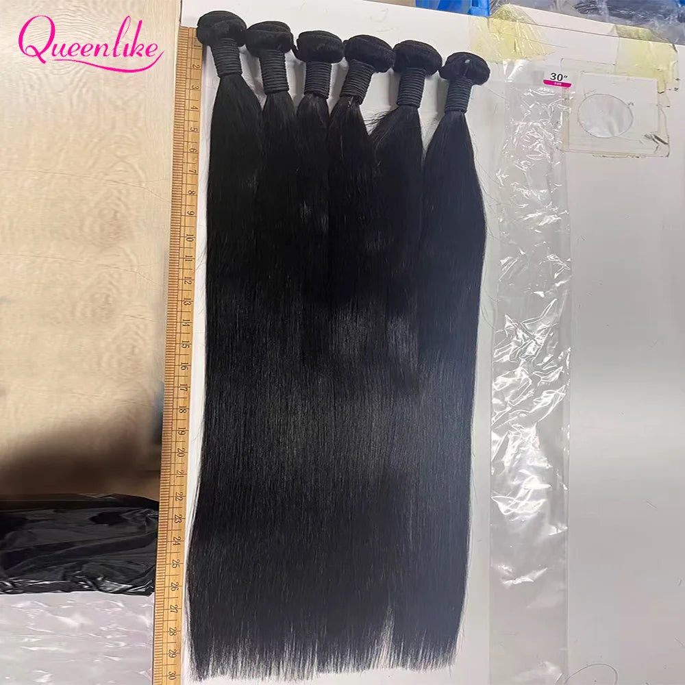 Queenlike 30 Inch Human Hair Bundles Brazilian Raw Hair Weave 1/3/4