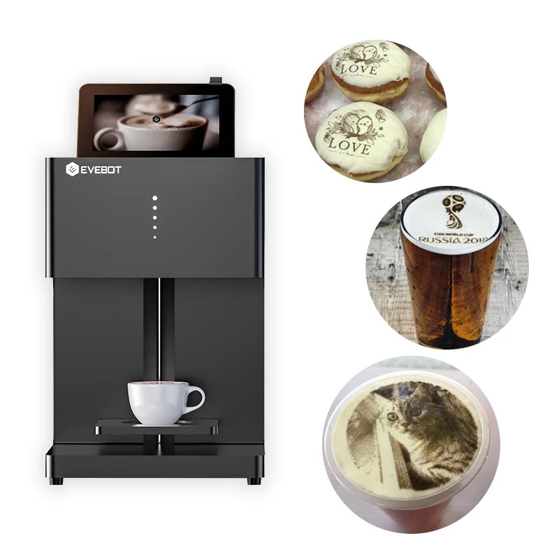 Evebot Multicolor Coffee Drink Printer Color Printer Suitable for Printing Pictures 600dpi 7-inch Touch Screen