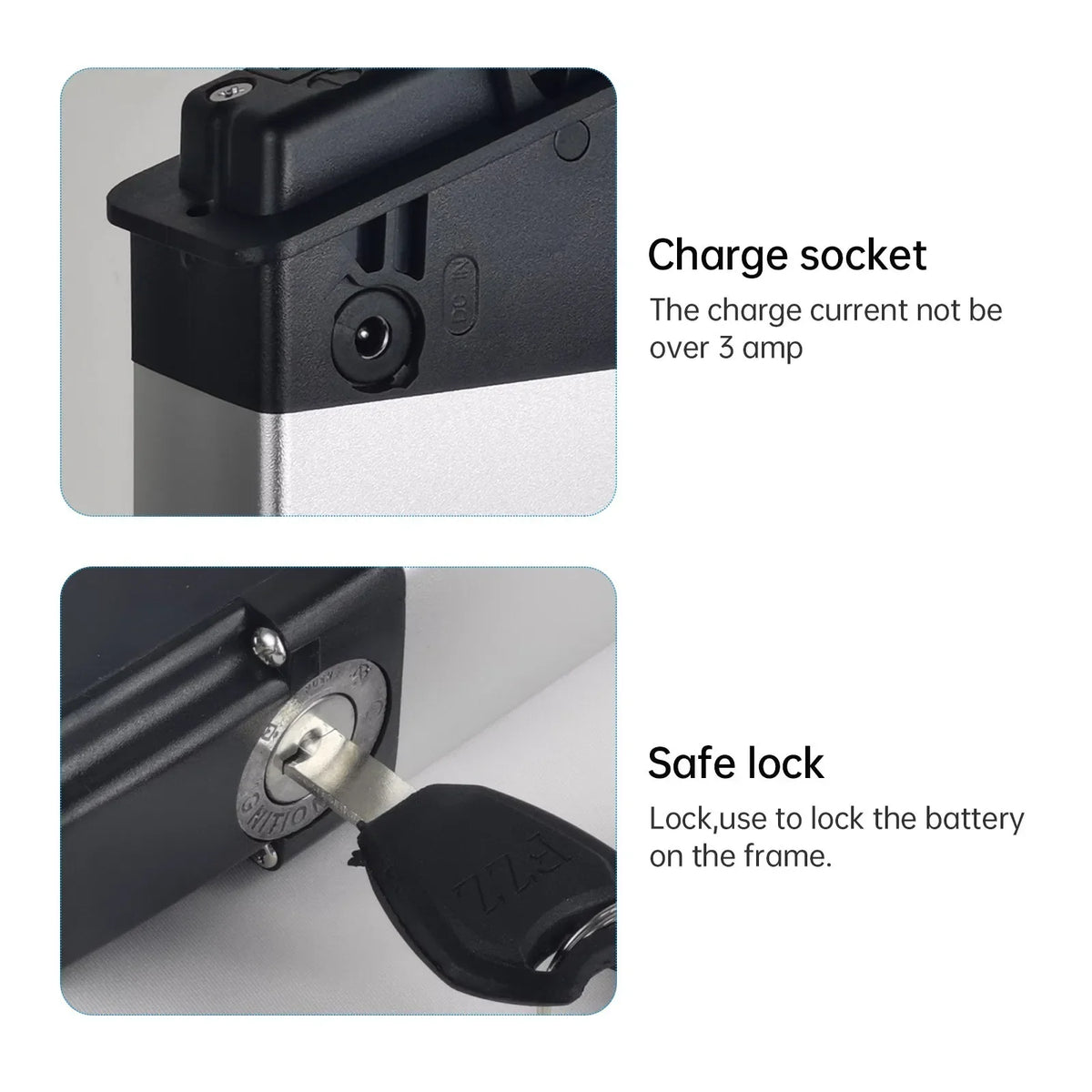 Foldable Electric Bike Battery 48V 36V 10.4Ah 15Ah 17Ah DCH-006 Fits Samebike Lankeleisi Replacement Battery Pack + Charger