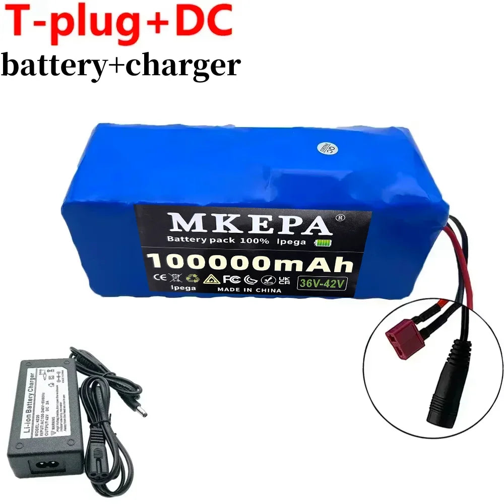 New 10S4P 36V 100000mAh Electric Scooter Lithium Battery 18650 Battery Pack 36V Suitable for Bicycle Scooter Battery+42V Charger