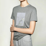 Amii Women's Short Sleeve T-shirt 2026 Summer New Letter Embroidered O-Neck Printed Cotton Stretch T-Shirt Casual Top 12622138