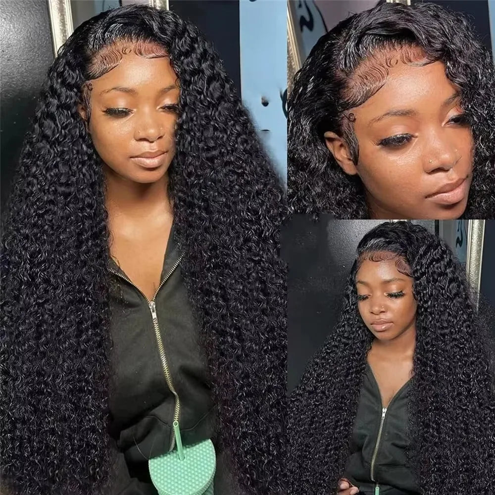 250% 13x6 HD Deep Wave Lace Frontal Wigs Brazilian Water Wave 40Inch 13x4 Curly Lace Front Pre Plucked Human Hair Wigs Baby Hair 5x5 Ready to Go HD Lace Glueless For Black Women
