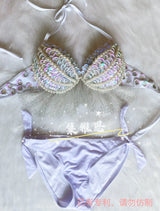 Original Handmade Mermaid Bra Corset Vacation Style Beach Women Bikini Sets Pearl Shell Beading Tassel Free Diving Swimsuits
