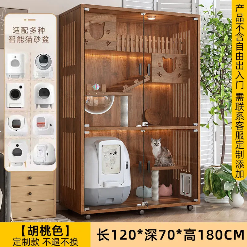 cat cage home indoor cattery cat cabinet discharge automatic litter box custom villa